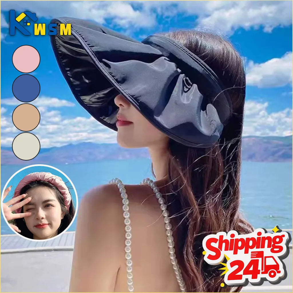 UPF 50+ Sun Hat for Women Summer Convertible Visor Cap with Headband 2 in 1 UV Protection Beach Outdoor Brim Hat Oasis Select