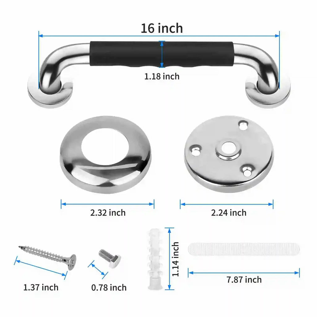 1PC Grab Bar for Bathtubs and Showers 304 Stainless Steel Silicone Anti Slip Bathroom Safety Handle for Elderly Senior Oasis Select