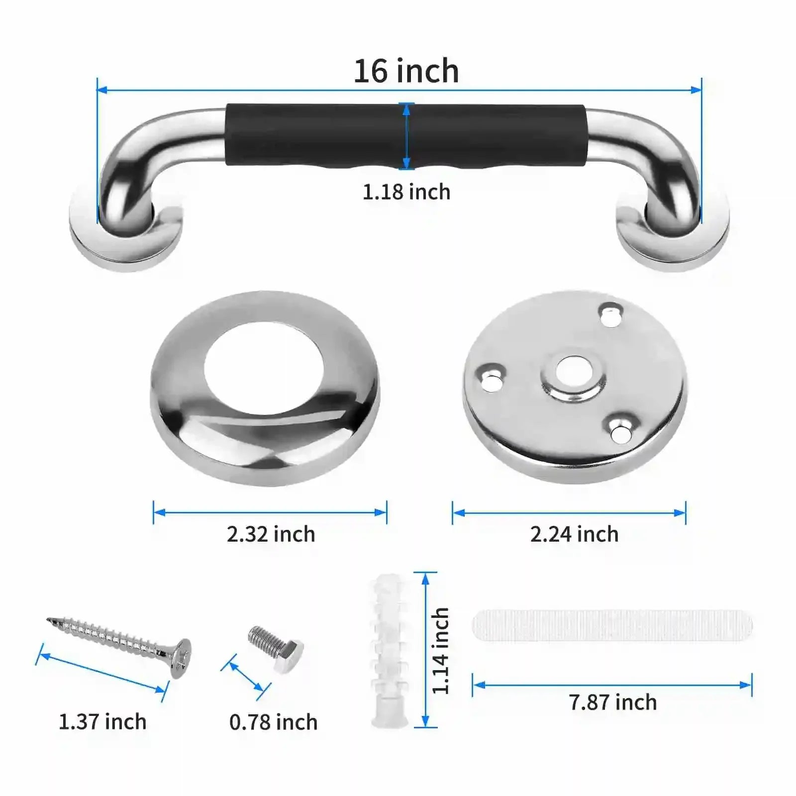 1PC Grab Bar for Bathtubs and Showers 304 Stainless Steel Silicone Anti Slip Bathroom Safety Handle for Elderly Senior Oasis Select