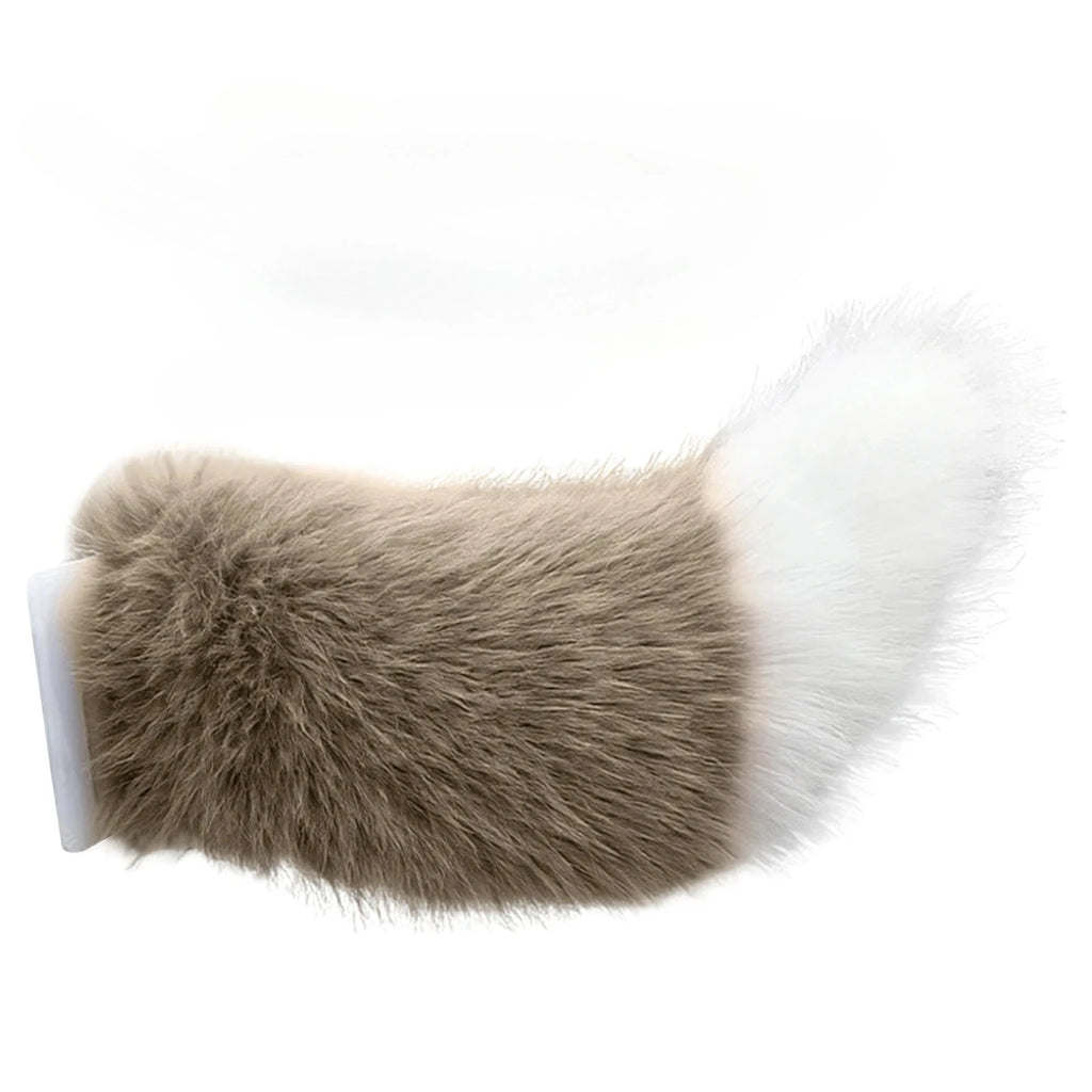 Sound Activated Remote Control Car Tail Moving Wiggling Plush Fox Tail for Vehicle Exterior Decoration Electric Accessory Oasis Select khaki