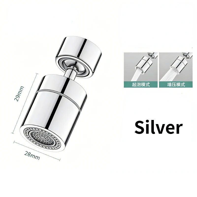 360° Rotating Faucet Aerator – 2-Mode Anti-Splash Tap Nozzle Faucet Aerator Oasis Select Silver