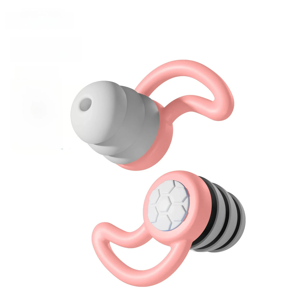 Silicone Noise Cancelling Earplugs Noise Filter Sleep Swimming Waterproof Three Layer Mute Earplugs Oasis Select pink