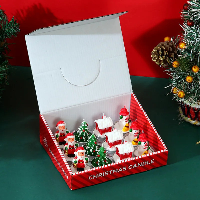Christmas Mini Candle Set – 12 Festive Paraffin Wax Figures