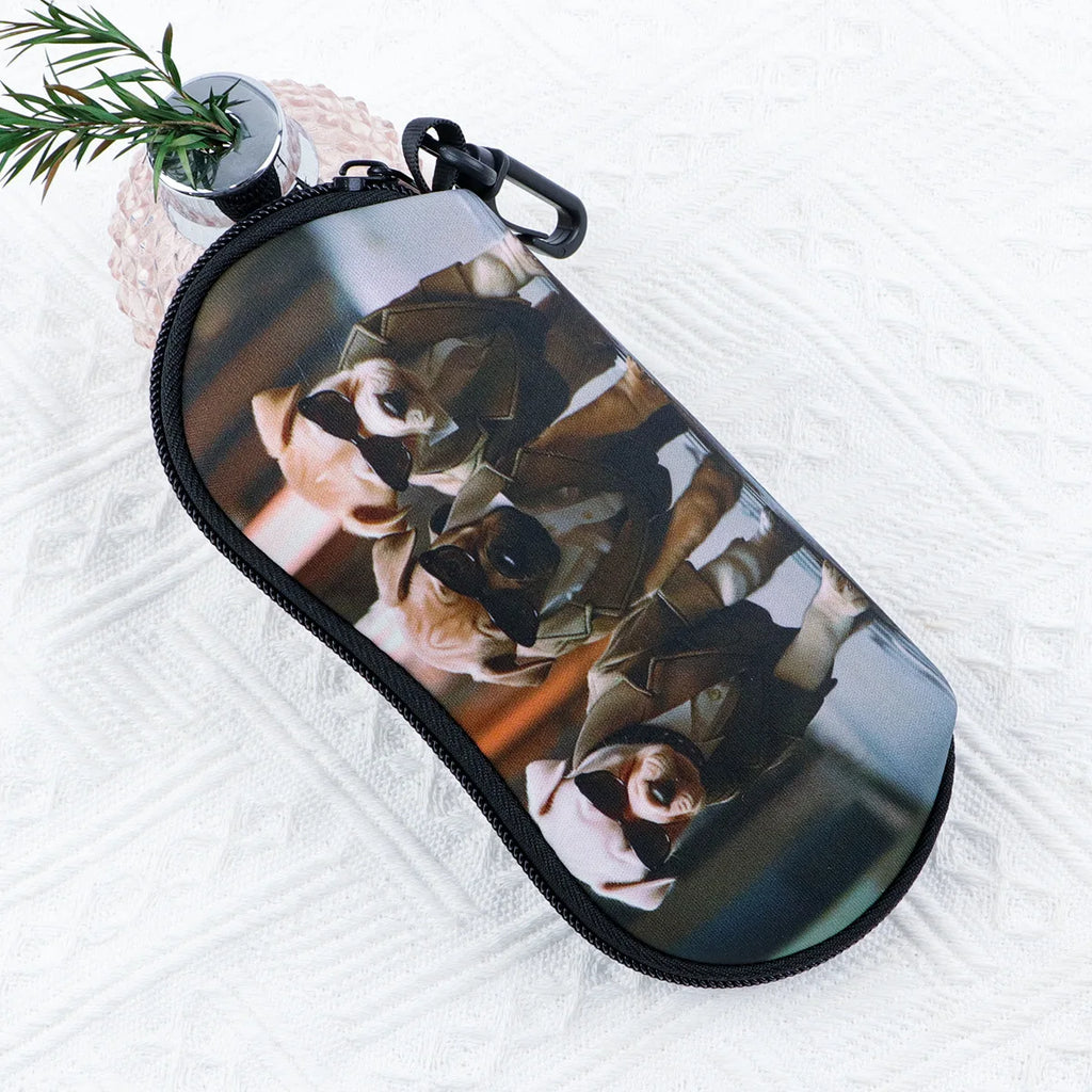 Cat & Dog Glasses Case with Carabiner Clip | Soft Eyeglass Pouch