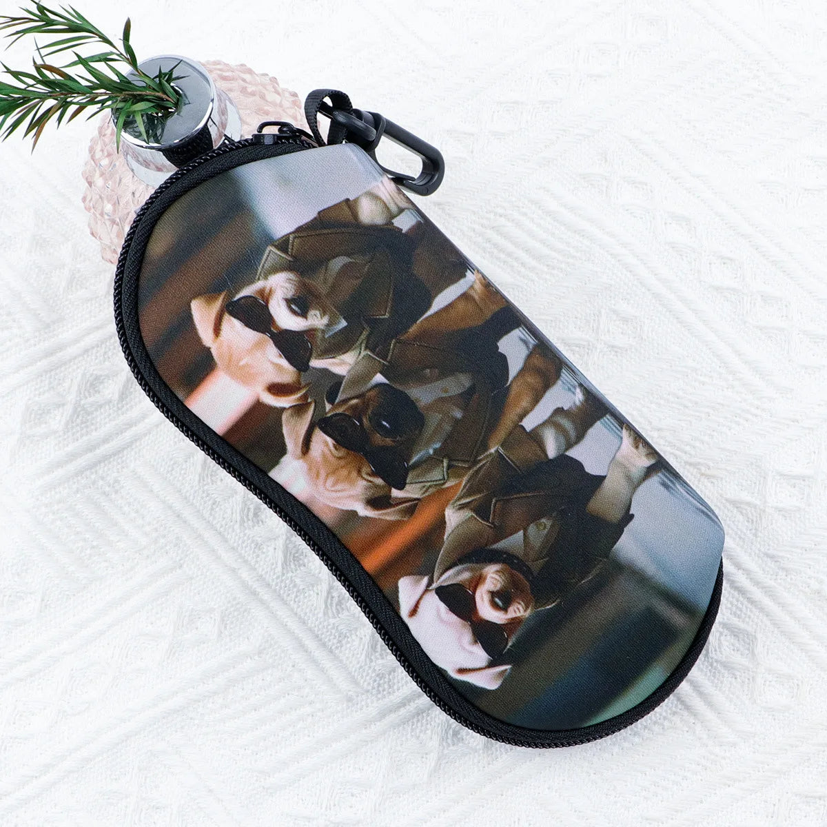 Cat & Dog Glasses Case with Carabiner Clip | Soft Eyeglass Pouch