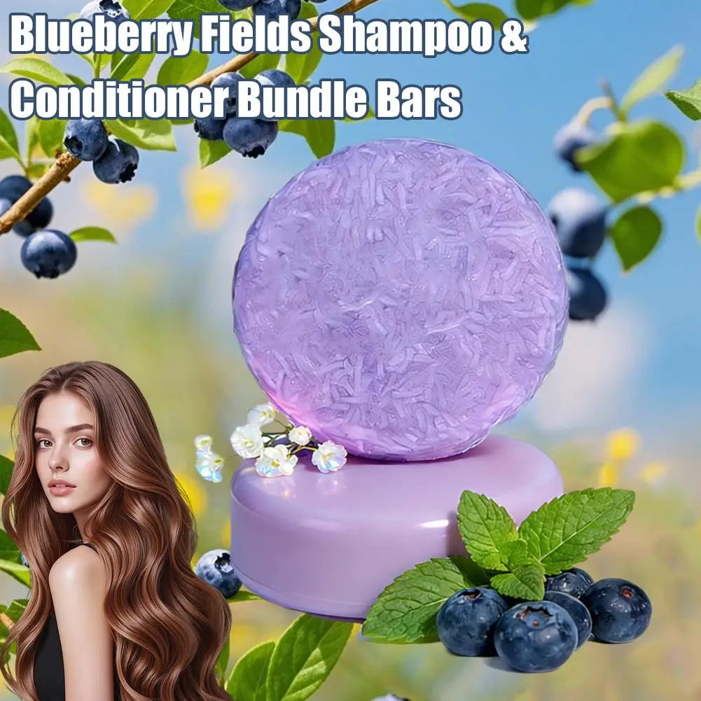 Blueberry Shampoo & Conditioner Bundle Bar for Hair Thinning Frizz, Blueberry Solid Shampoo & Conditioner Strengthen Hair Care Oasis Select