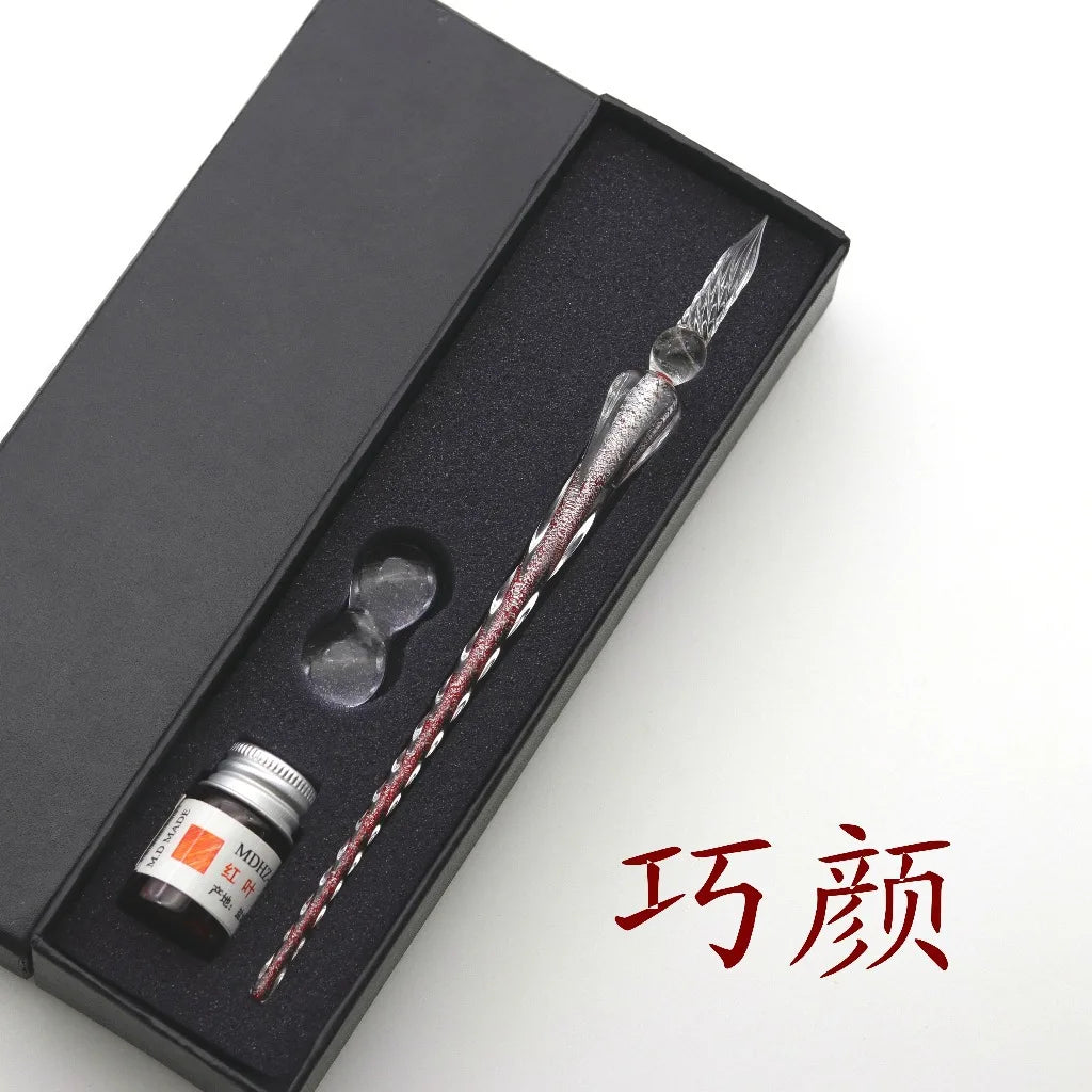 Star glass pen dipped in fountain pen gift box gold powder color ink set for students, net red Tiktok creative gift pen Oasis Select 16