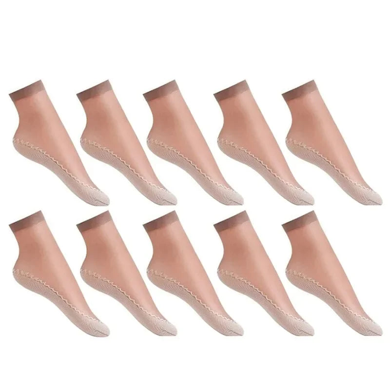 10/20pairs womens anti-slip cotton socks, sweat absorbing anti-slip cotton bottom stretch socks Oasis Select 10 Pairs Coffee