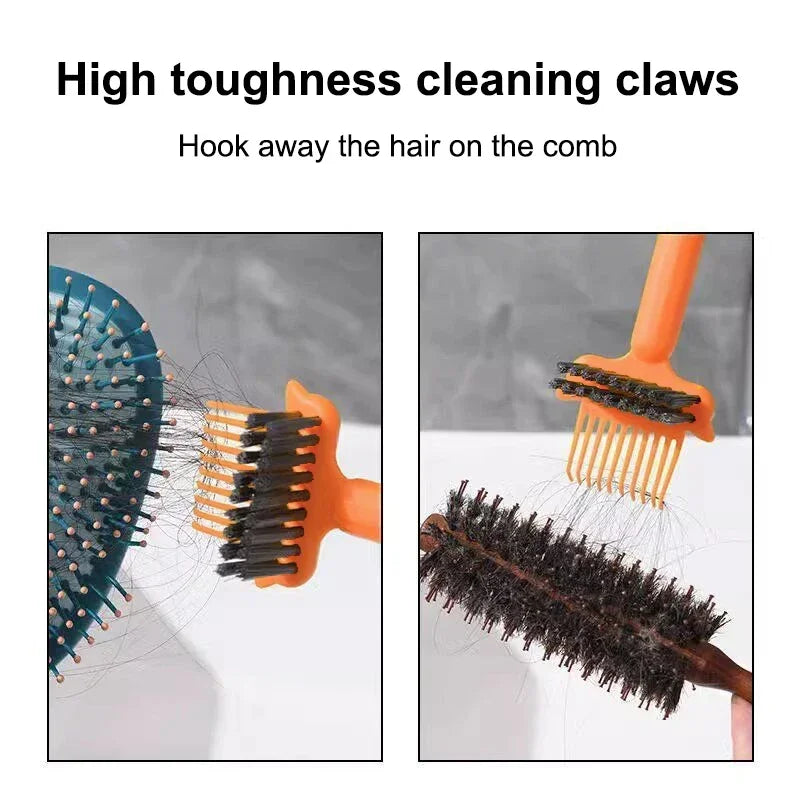 Dual-Action Hair Comb And Brush Cleaning Tool - Hairbrush Cleaner Rake with Brush Cleaning Solution for Salon Quality Care Oasis Select