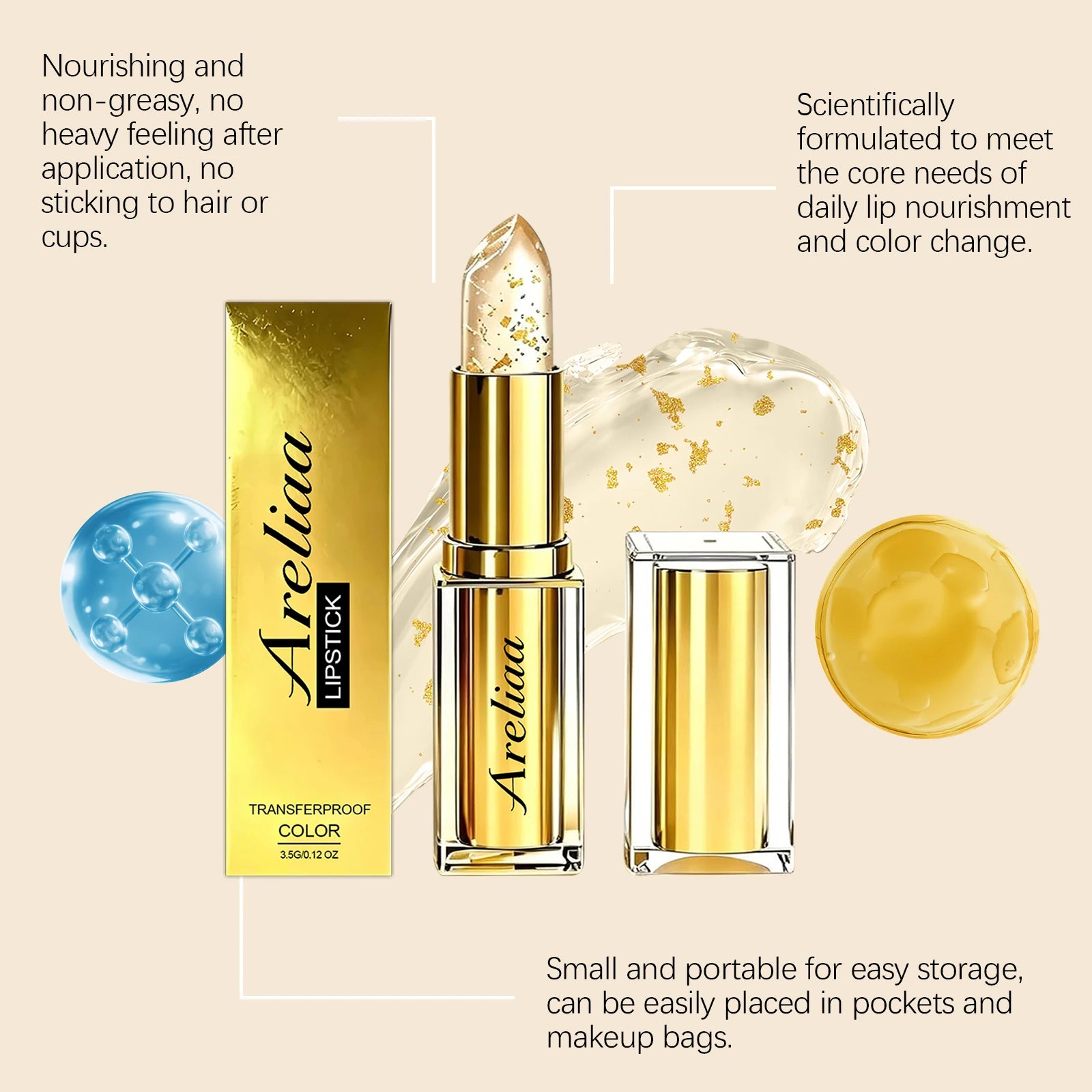 Gold Foil pH Color Changing Lip Balm | Moisturizing Lip Gloss Color Changing Lip Balm Oasis Select