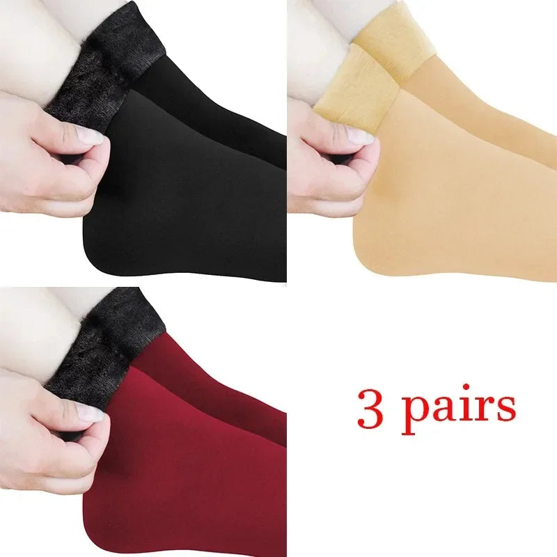 Women Winter Socks Hermal Cashmere Wool Socks Warm Thicken Thermal Snow Boots Floor Socks Oasis Select black -khaki-red