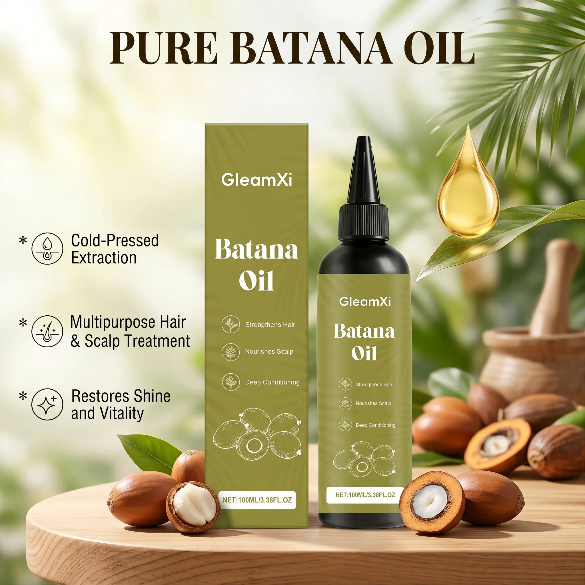 Batana Oil Hair Strengthening Oil,Scalp Nourishing & Deep Conditioning Dry,Damaged Hair Anti Frizz Repairing Hair Care Oasis Select