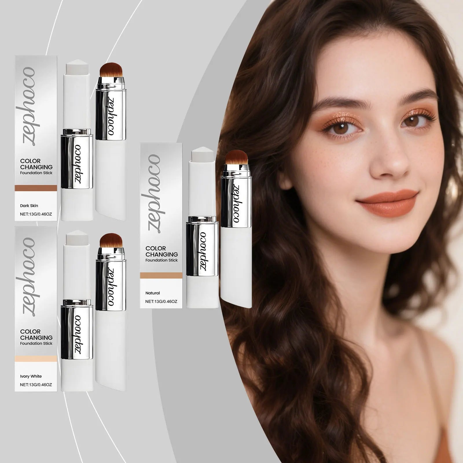 Brightening Skin Color-Changing Foundation Stick Lightweight Moisturizing Cover Skin Flaws Smooths Pores Fine Lines Matte Finish Oasis Select