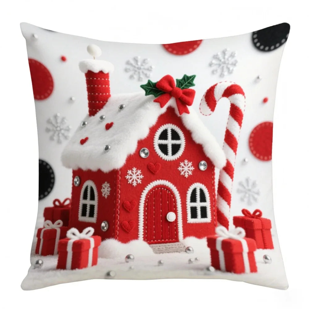 Christmas Cushion Cover | Snowflake & Santa Pillowcase 45x45cm