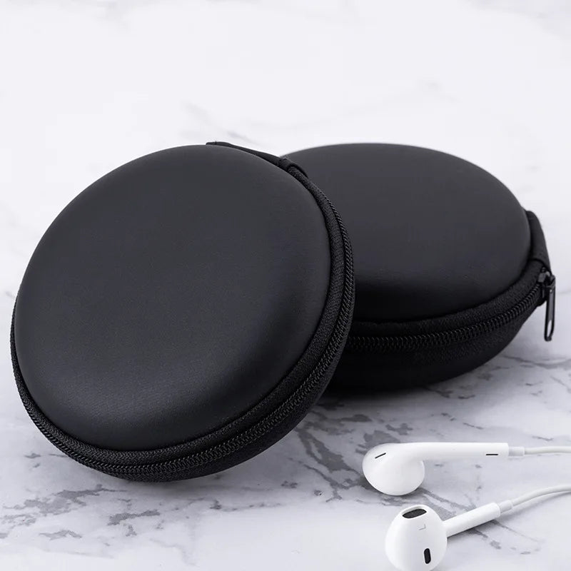 2pcs Earphone Storage Case PU Mini Carrying Hard Bag Box Case for Earphone Headphone Accessories Earbuds Memory Card USB Cable Oasis Select