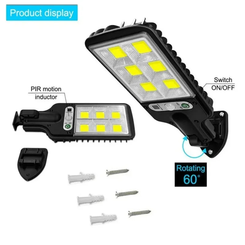 72/108COB Solar Lights Outdoor With 3 Mode Waterproof Motion Sensor Security Lighting LED Wall Street Lamp for Garden Patio Path Oasis Select