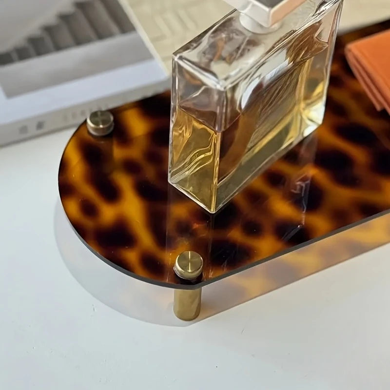 Retro Acrylic Decorative Tray Perfume Earrings Rings Necklace Jewelry Ornament Tray Desktop Foyer Key Tray Hoom Decoration Gifts Oasis Select