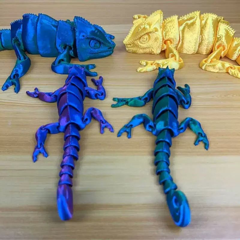3D Printing Chameleon Figures Multi-joint Movable Animal Toys Miniatures for Home Accessories Kids Gift Living Room Decoration Oasis Select