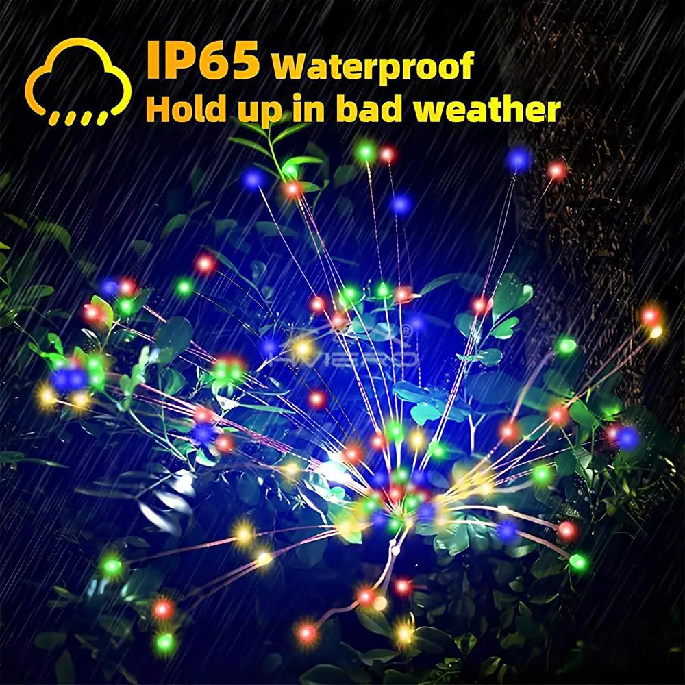 Solar LED Fireworks Fairy Lights – 8 Modes, IP65, 90 LEDs