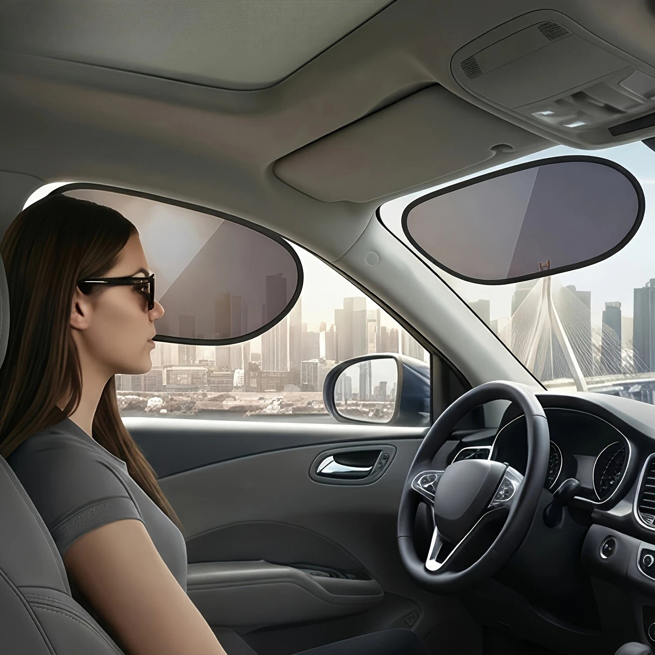 2pcs Car Sunshade, Anti-Glare & UV Protection, Blocks Sunlight Without Blocking Vision,Fit for Front/Rear/Side Windows & Sunroof Oasis Select