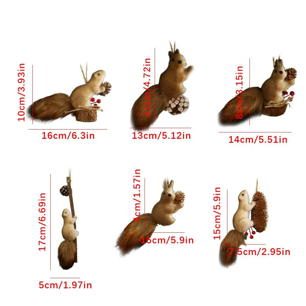1pcs Christmas Ornaments Cute Realistic Squirrel Xmas Tree Hanging Pendants Christmas Decoration for Home New Year Kids Gifts Oasis Select