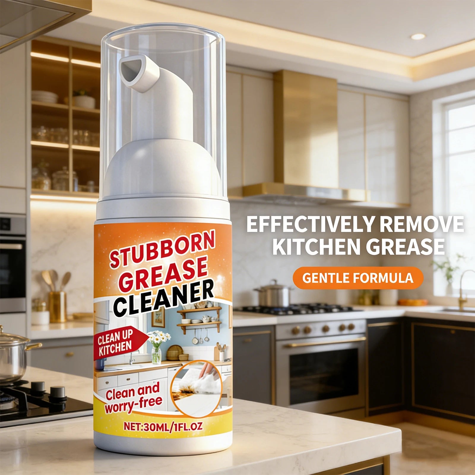 Kitchen Foam Cleaner Dirt Stain Remove Oil and Grease Multipurpose Cleaner Foam Spray for Oven Kitchen Degreaser Products 30ml Oasis Select
