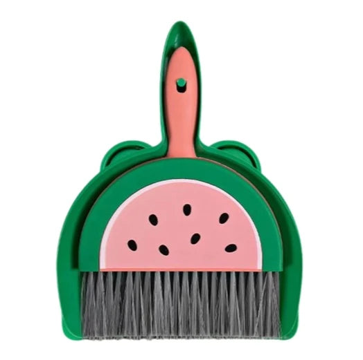 2Pcs/Set Small Broom Dustpan Set Cartoon Rabbit Bear Frog Pattern Keyboards Cleaning Mini Broom Dustpan Set Oasis Select watermelon