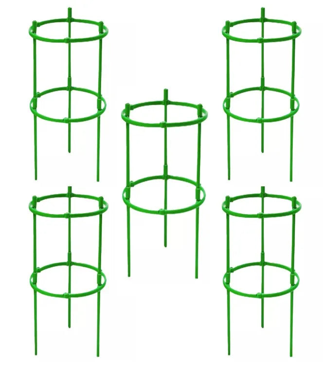 Garden Tomato Cage Plant Support Trellis For Potted Plants, Adjustable ABS Stake For Climbing Vines, Green Oasis Select 5pcs