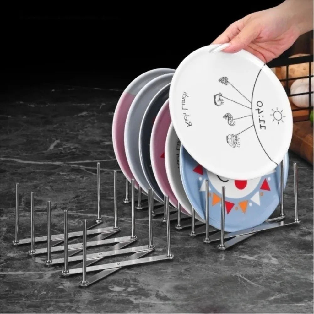 Stainless Steel Foldable Dish Rack with Drainage | Kitchen Organizer