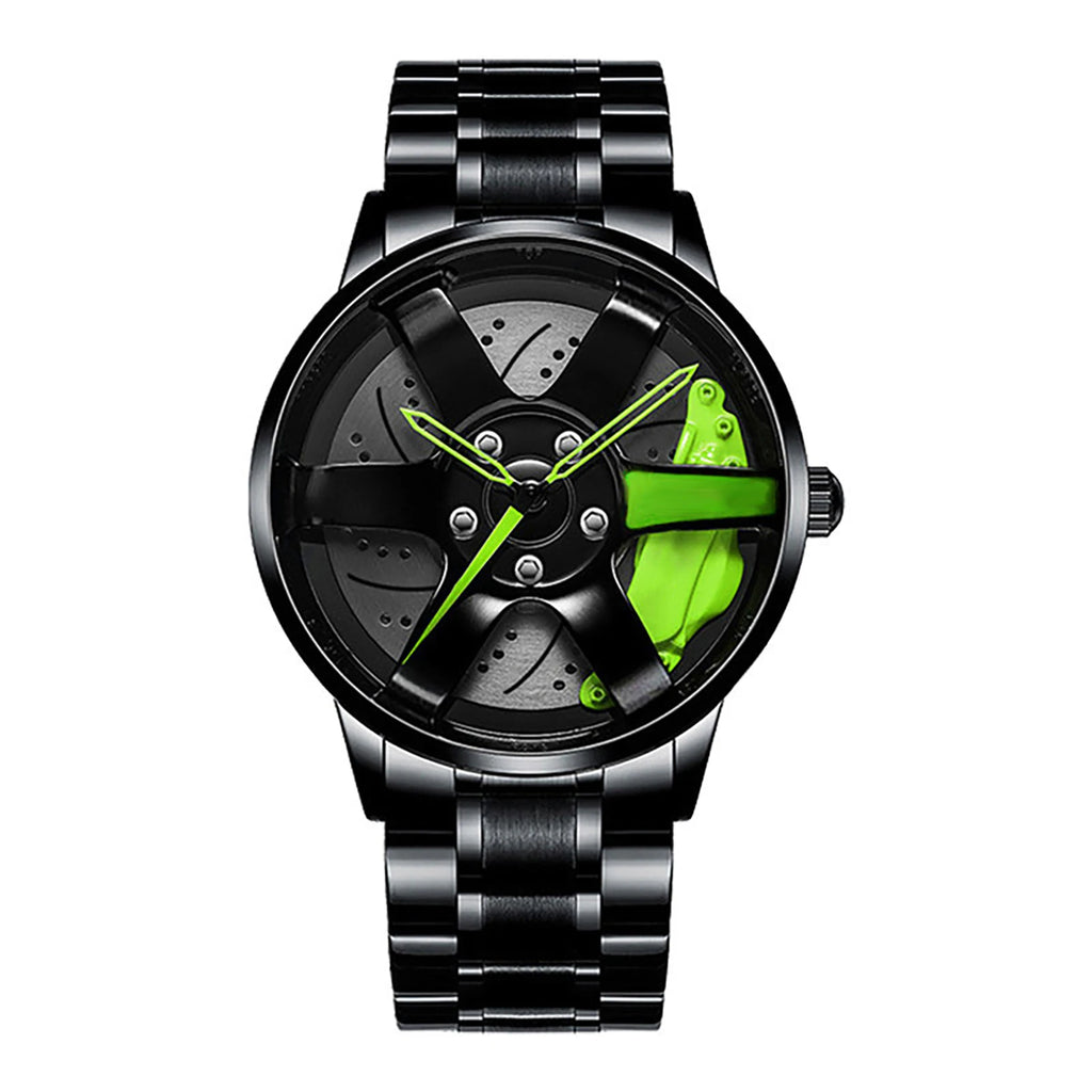 Men's Car Rim Quartz Watch – Leather Strap Round Dial