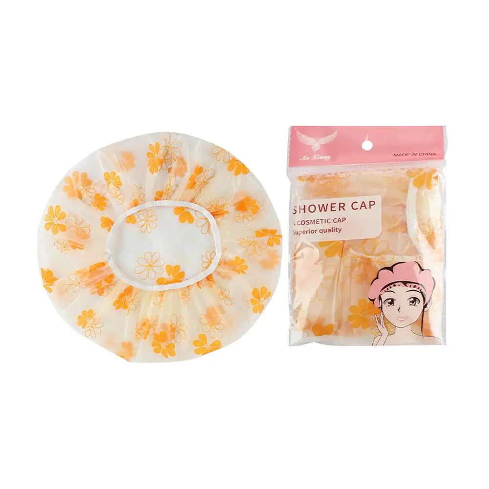 Shower Cap For Women, Elastic And Reusable Hair Bath Caps, Waterproof Bathing Hat Stocking Stuffers For Women Ladies Spa Salon Oasis Select yellow flower