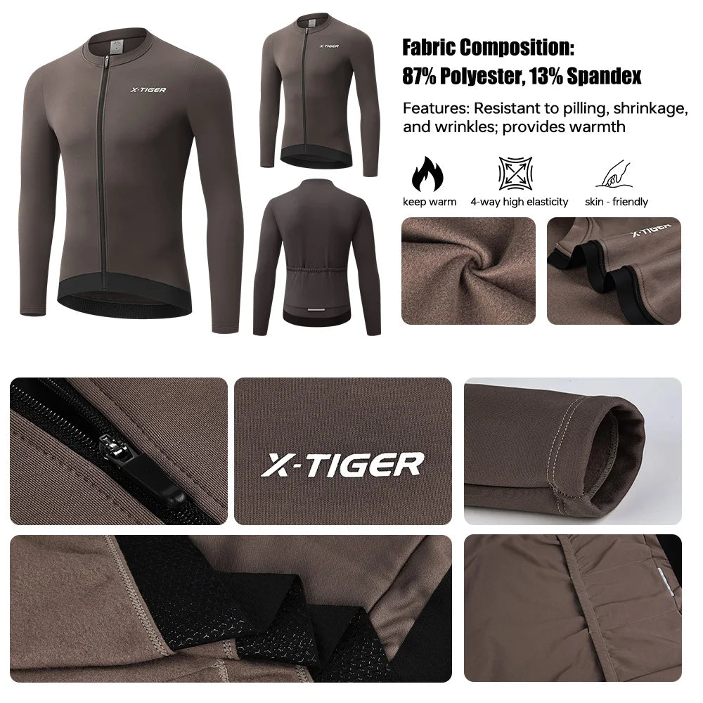 X-TIGER Winter Warm Men's Cycling Jersey Fleece Bicycle Warm Jacket Road MTB Clothes Multicolor Bicycle clothing Oasis Select