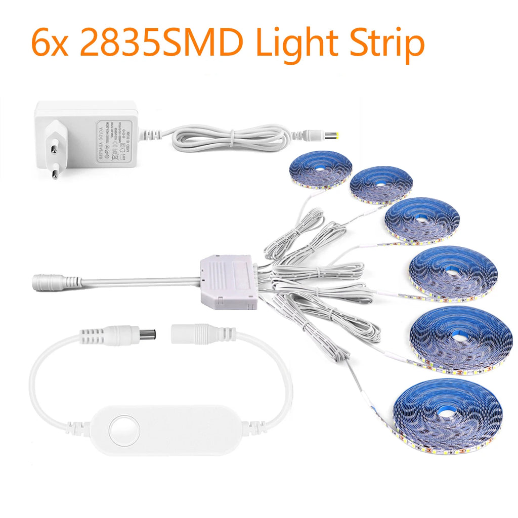 Smart Voice APP Control LED Lamp 1-6pcs 12V Zigbee 2835 Light Ribbon Dimmable For Wine Collection Show Cabinet Wall Decor Oasis Select 6PCS LED Tape Warm White 2m