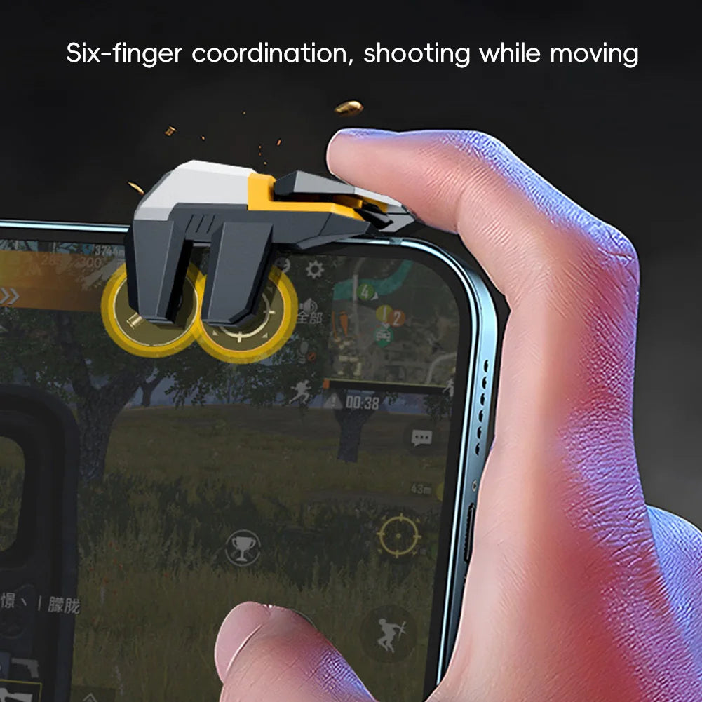 2Pcs PUBG Mobile Game Joysticks Controller 4/6-Finger Linked Shooting Game Mechanical Trigger Physical Auxiliary Gaming Gear Oasis Select