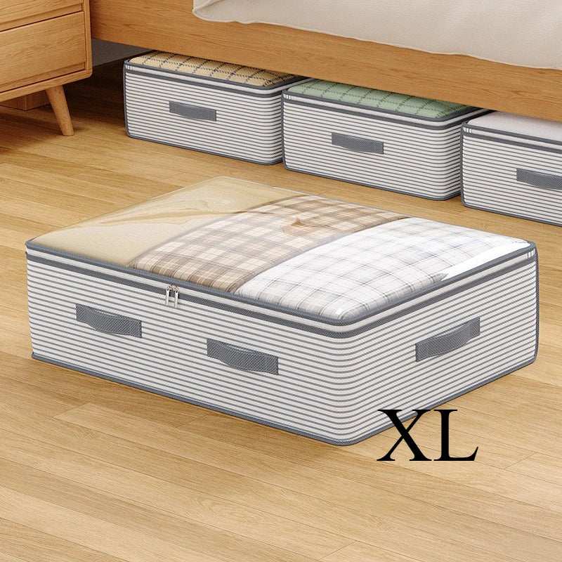 Large Capacity Clothes Storage Bag Heavy Duty Non-woven Organizer Box Clear Window for Comforters Blankets Bedding Under Bed Oasis Select