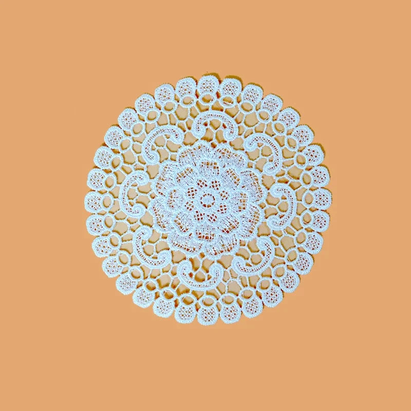 20cm Cotton Crochet Table Placemat French Embroidered Lace Coaster Cloth Coffee Mug Dining Mat Pad Wedding Banquet Home Decor Oasis Select Style 3