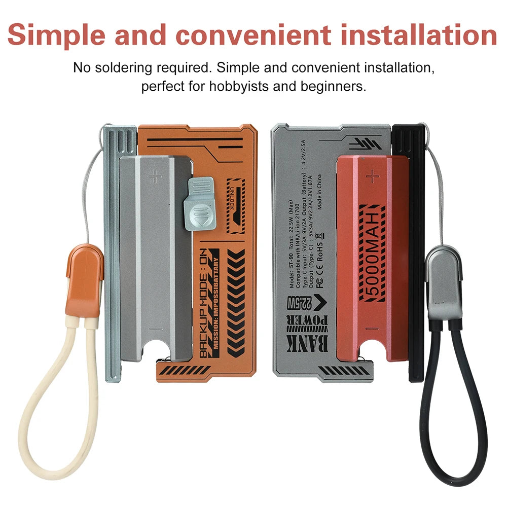 21700 Power Bank Case PD 22.5W Fast Charging Detachable Power Bank DIY Battery Case Built-in Cable Battery Box Oasis Select