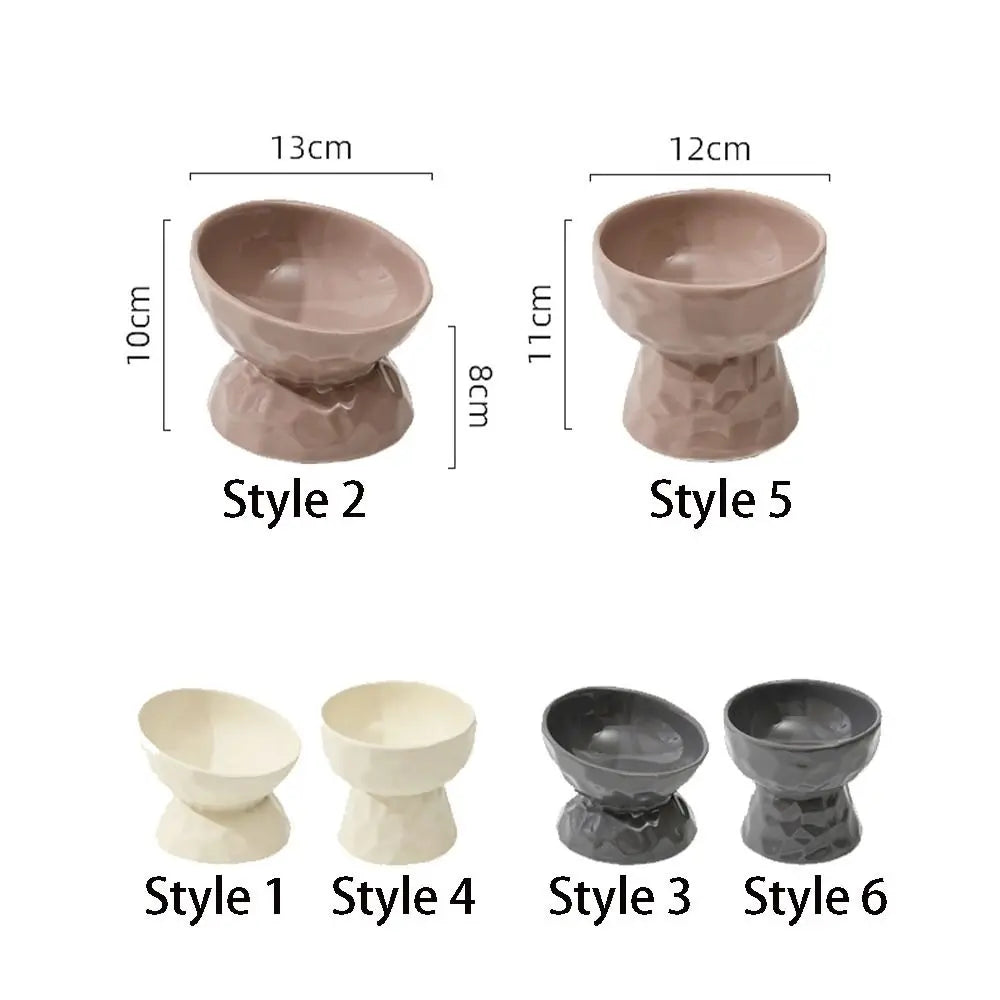 Ceramic Cat Bowl Slanted/Flat Mouth Multi-use Dog Food Feeding Basin Non-slip Anti Tipping Pet Drinking Feeder Kitten Puppy Oasis Select