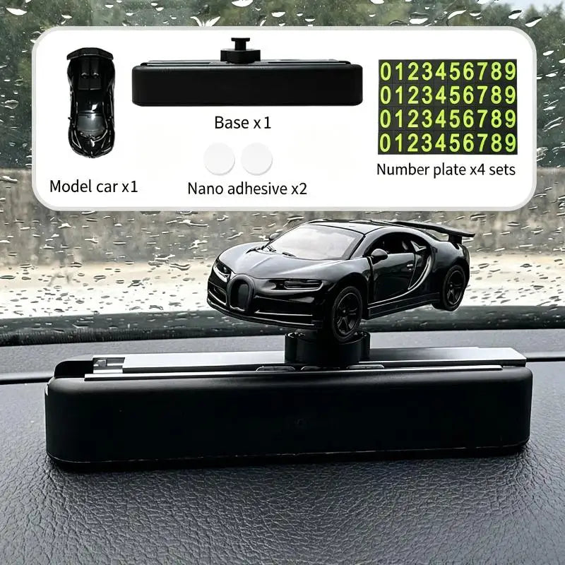 Car Dashboard Decorations With Temporary Parking Number Plate Drift & Turn Mini Car Model Ornament Dynamic Interactive Oasis Select H