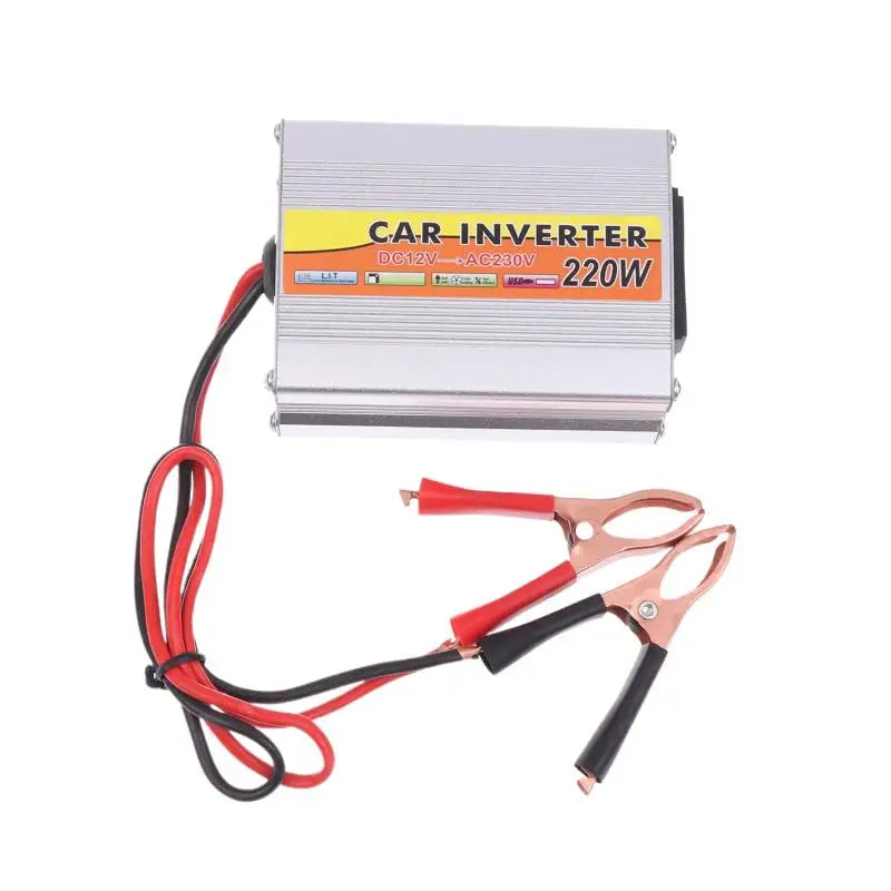 220W Power Inverter Car Mounted Solar Inverter USB Voltage Transformer Portable DC 12V To AC 220V Conversion USB Battery Clip Oasis Select B