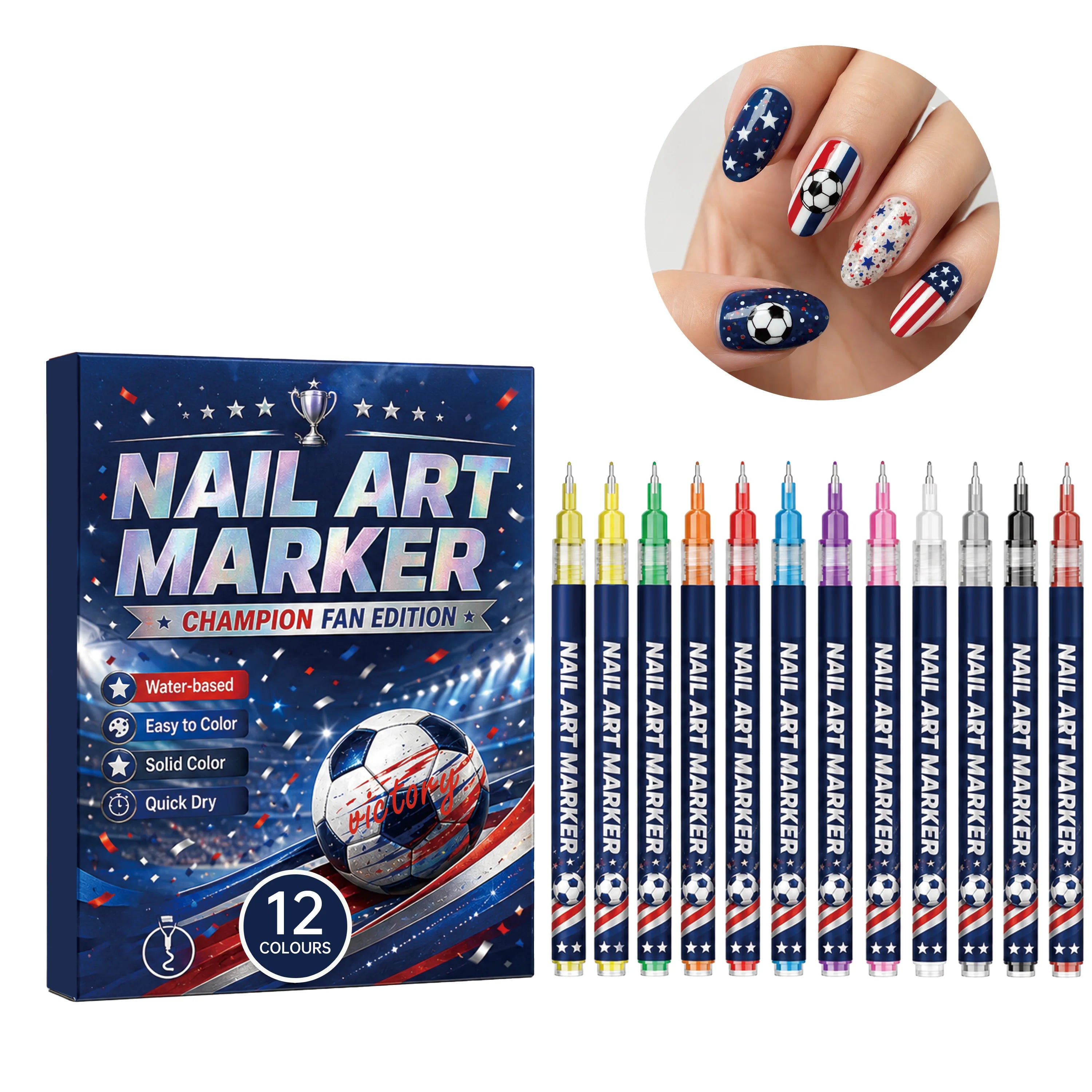 Fan Edition Nail Art Markers Waterproof Solid Color Fine Tip Nail Polish Drawing Pen DIY Sports Pattern Nail Design Man icure Su Oasis Select NailArtPen