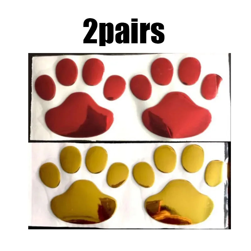 1/2/4pairs Car 3D Stereo Footprint Car Stickers Creative Dog Paw Body Stickers Soft Electric Car Footprint Personalized Stickers Oasis Select 2pairs mix 1