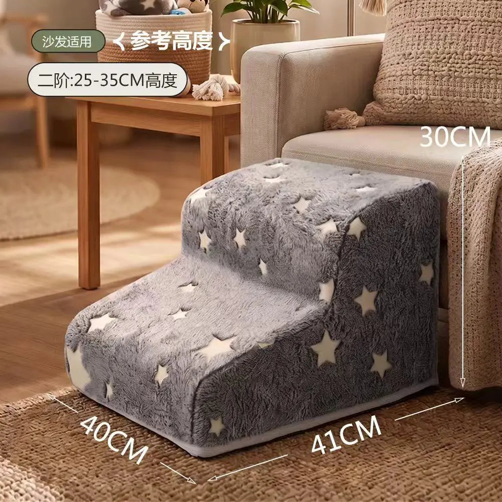 Noctilucent Pet Steps Foam Dogs Secure 2/3/4 Stairs Ramps Non-Slip Pet Star Steps for Protect Older Dogs Pet Sofa Bed Ladde Gift Oasis Select Luminous two steps