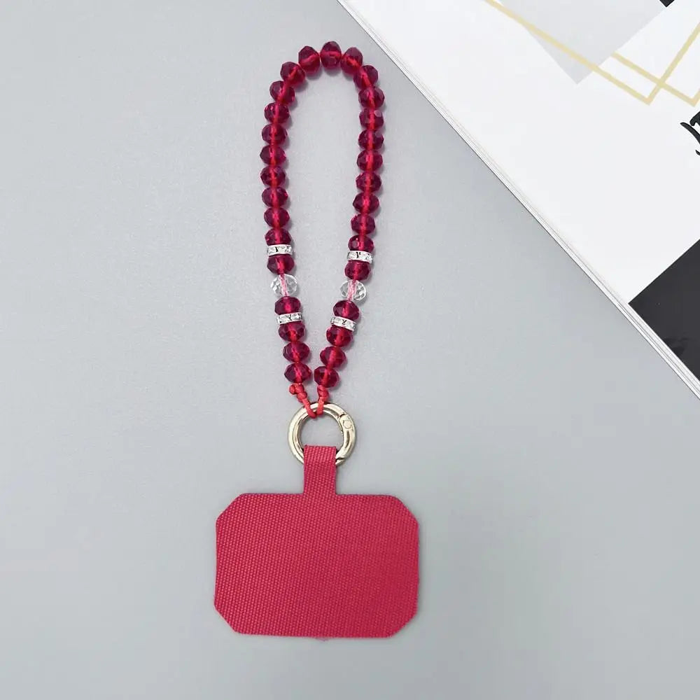 Phone Charms Crystal Beads Crystal Phone Straps Lanyard Hand Wrist Mobile Phone Chain String Luxury Cellphone Strap Key Lanyards Oasis Select red