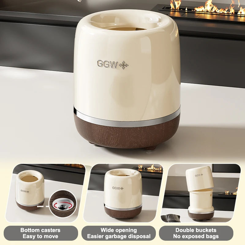 Trash can, high-value paper basket bucket, large capacity, round design, suitable for living room, toilet, bedroom, kitchen Oasis Select