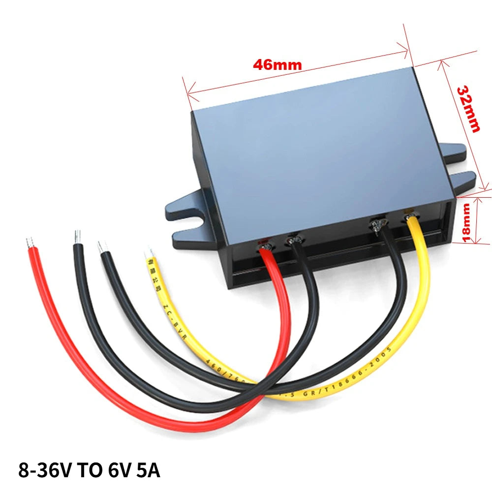 DC 12V 24V 36V 48V 9V-72V Convert to 6V 2A 12W Step Down Car Power Inverters Waterproof Power Adapters Buck Voltage Converters Oasis Select 8-36V TO 6V 5A