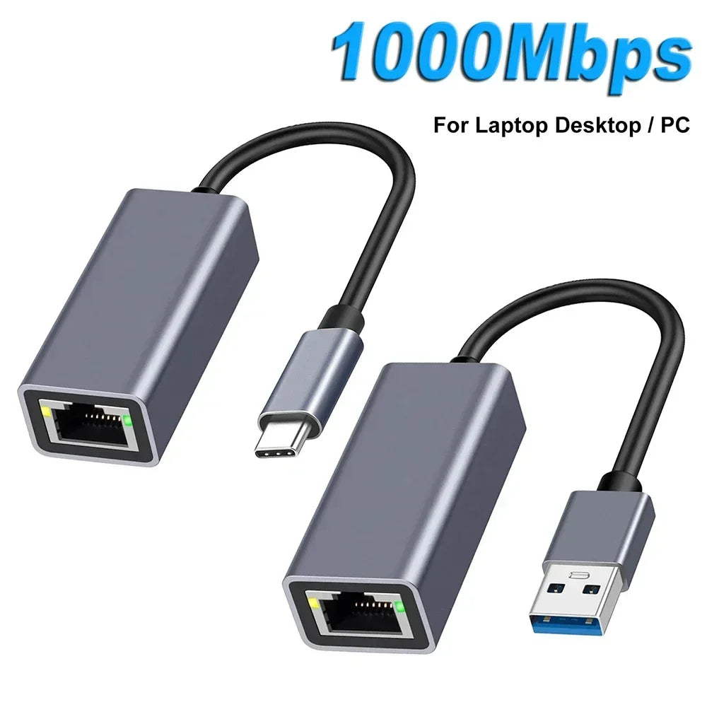 1000Mbps USB Type C Ethernet Adapter RJ45 Network Card for MacBook PC Windows XP 7 Android High-Speed Internet Cable LAN Oasis Select