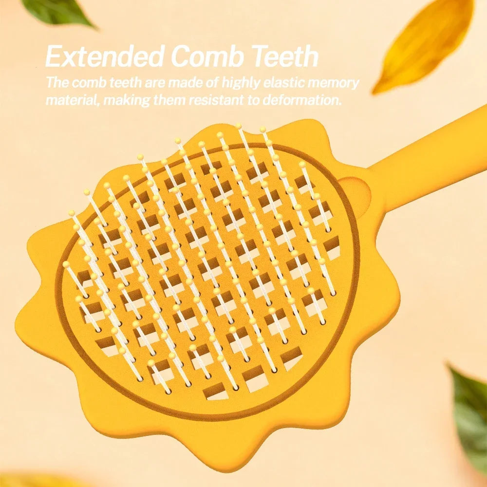 Sunflower Hollow Hair Brush Detangling Comb Scalp Massager Detangling Dry And Wet Use Design Salon Hairdressing Styling Tools Oasis Select