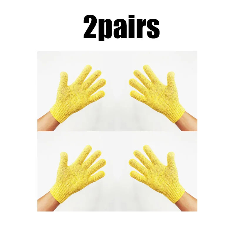 1/2/3pairs Body Cleaning Gloves Washcloth Soft Brush Home Hotel Bathroom Shower Ball Back Scrubber Exfoliating Skin Bath Gloves Oasis Select 2pairs yellow