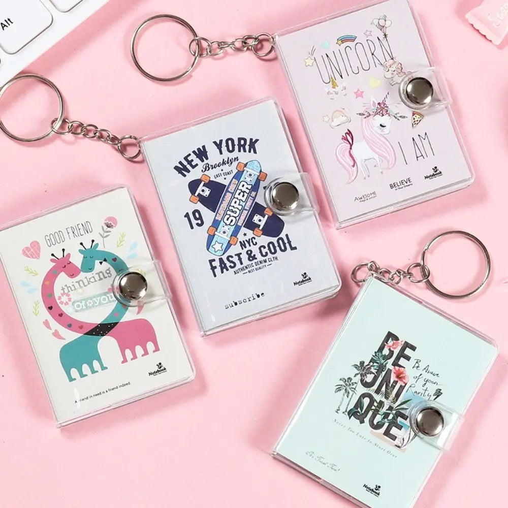 Journal Planner Notebook Keychain Small Book Hanging Mini Notebook Pocket Random Pattern Keychain with Notepad Student Class Oasis Select Life 1pc